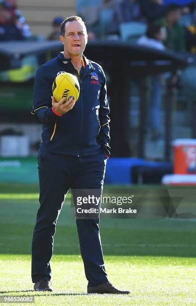 Don Pyke, coach of the Adelaide Crows before the round 11 AFL match between the Adelaide Crows and the Greater Western Sydney Giants at Adelaide Oval...