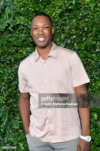 Corey Hawkins, wearing Chanel, attends Chanel Dinner Celebrating our Majestic Oceans, A Benefit for NRDC at Private Residence on June 2, 2018 in...