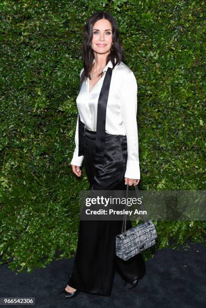 Courtney Cox attends CHANEL Dinner Celebrating Our Majestic Oceans, A Benefit For NRDC on June 2, 2018 in Malibu, California.