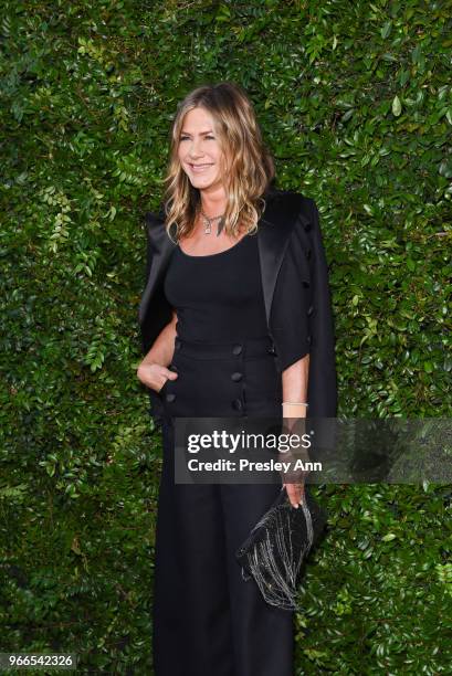Jennifer Aniston attends CHANEL Dinner Celebrating Our Majestic Oceans, A Benefit For NRDC on June 2, 2018 in Malibu, California.