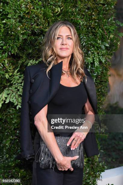 Jennifer Aniston attends CHANEL Dinner Celebrating Our Majestic Oceans, A Benefit For NRDC on June 2, 2018 in Malibu, California.