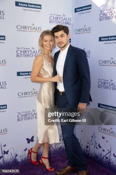 Sierra Swartz and Carter Jenkins attend the 17th Annual Chrysalis Butterfly Ball at Private Residence on June 2, 2018 in Brentwood, California.