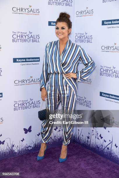 Tiffani Thiessen attends the 17th Annual Chrysalis Butterfly Ball at Private Residence on June 2, 2018 in Brentwood, California.