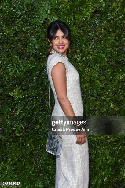 Priyanka Chopra attends CHANEL Dinner Celebrating Our Majestic Oceans, A Benefit For NRDC on June 2, 2018 in Malibu, California.