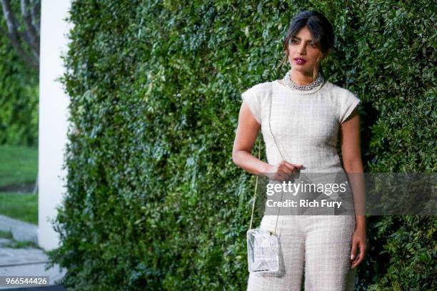 Priyanka Chopra attends the CHANEL Dinner Celebrating Our Majestic Oceans, A Benefit For NRDC on June 2, 2018 in Malibu, California.