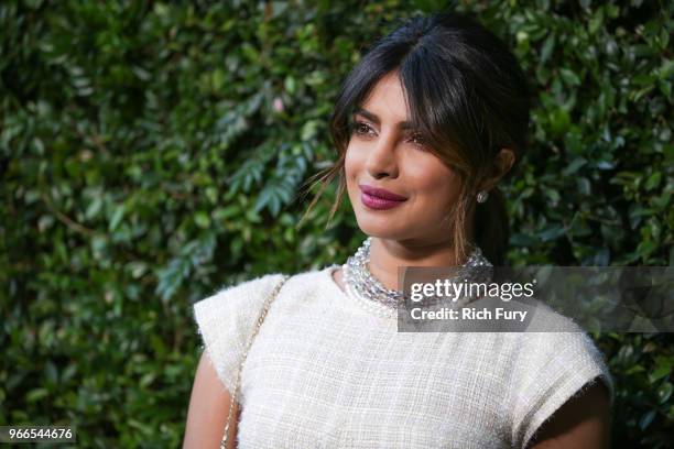 Priyanka Chopra attends the CHANEL Dinner Celebrating Our Majestic Oceans, A Benefit For NRDC on June 2, 2018 in Malibu, California.