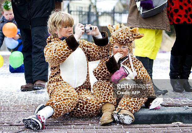 Children celebrate carnival during a youth procession in Veghel on February 13, 2010 in Kuussegat. The carnival in the southern regions of the...