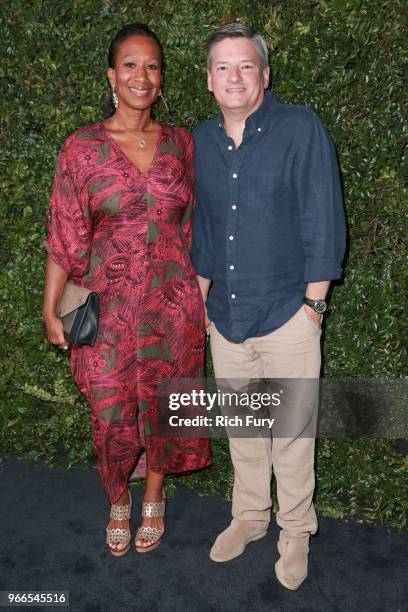 Nicole Avant and Ted Sarandos attend the CHANEL Dinner Celebrating Our Majestic Oceans, A Benefit For NRDC on June 2, 2018 in Malibu, California.