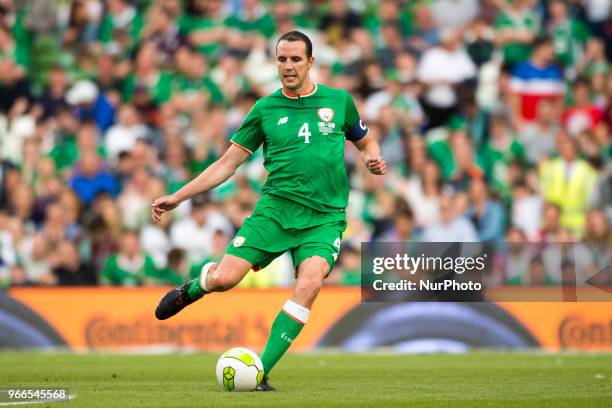 John O'Shea of Ireland controls the ball during the International Friendly match between Republic of Ireland and USA at Aviva Stadium in Dublin,...