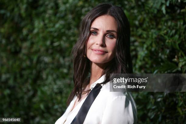 Courteney Cox attends the CHANEL Dinner Celebrating Our Majestic Oceans, A Benefit For NRDC on June 2, 2018 in Malibu, California.