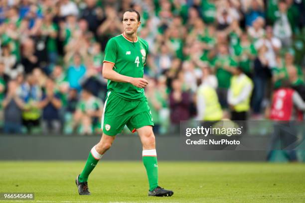 John O'Shea of Ireland leaves the pitch during the International Friendly match between Republic of Ireland and USA at Aviva Stadium in Dublin,...