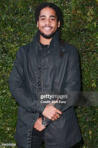 Skip Marley attends the CHANEL Dinner Celebrating Our Majestic Oceans, A Benefit For NRDC on June 2, 2018 in Malibu, California.
