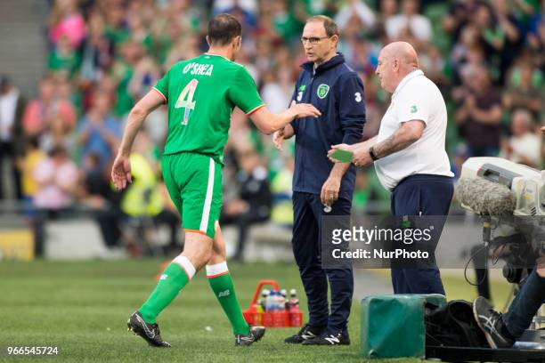 John O'Shea of Ireland leaves the pitch during the International Friendly match between Republic of Ireland and USA at Aviva Stadium in Dublin,...