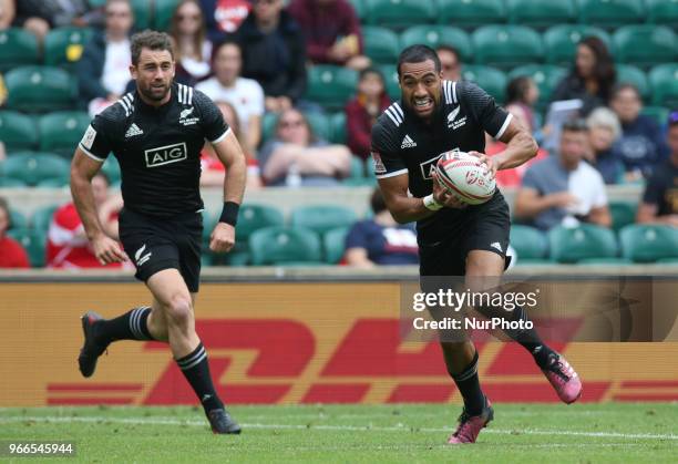 Sione Molia of New Zealand during HSBC World Rugby Sevens Series Pool A match between New Zealand against Scotland at Twickenham stadium, London, on...