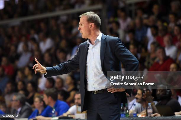 Vincent Collet headcoach of Strasbourg during the Jeep Elite match between Strasbourg and Le Mans on June 2, 2018 in Strasbourg, France.