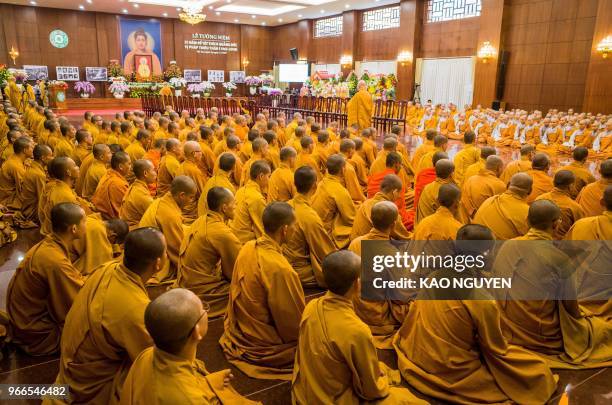 Buddhist monks celebrate the anniversary of the self-immolation of monk Thich Quang Duc, who set himself on fire on a busy Saigon street corner in...