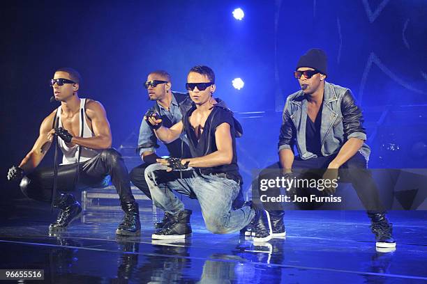 Marvin Humes, Jonathan 'JB' Gill, Aston Merryweather and Oritse Williams of JLS perform live for NOKIA Comes with Music and T-Mobile concert at HMV...