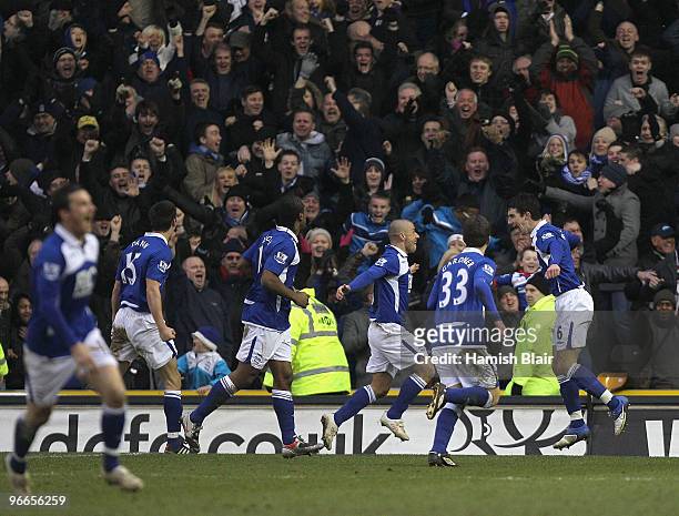 Liam Ridgewell of Birmingham celebrates with team mates after scoring his team's second goal during the FA Cup sponsored by E.ON 5th Round match...