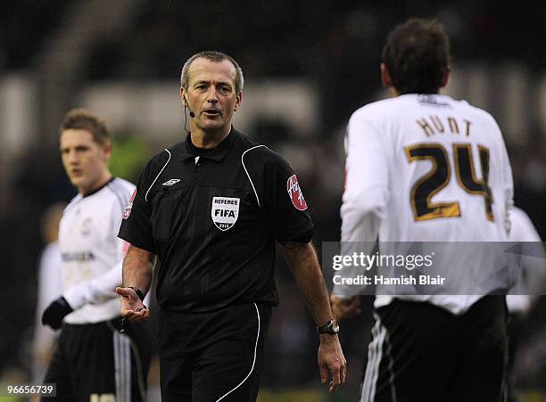 Referee Martin Atkinson looks on during the FA Cup sponsored by E.ON 5th Round match between Derby County and Birmingham City played at Pride Park...