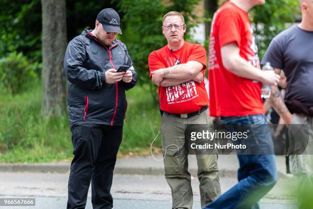 Dieter Riefling during a Neonazis demonstration in Goslar, Germany, on June 2, 2018. About 170 Neonazis demonstrated through the small city of Goslar...