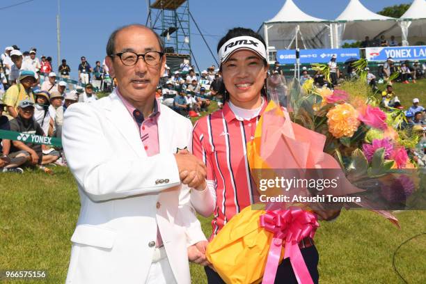 Ben Yoneyama of Japan and Shiho Oyama of Japan pose for photograph during the final round of the Yonex Ladies at Yonex Country Club on June 3, 2018...