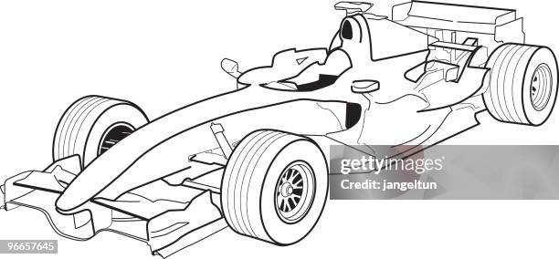 open-wheel single-seater racing car - racecar stock illustrations