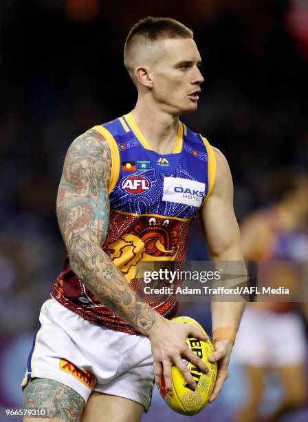 Dayne Beams of the Lions in action during the 2018 AFL round 11 match between the North Melbourne Kangaroos and the Brisbane Lions at Etihad Stadium...