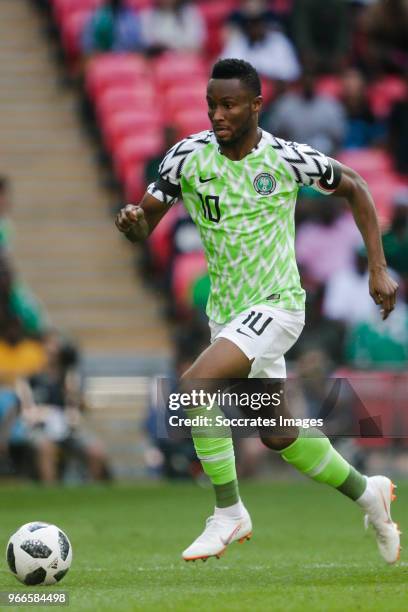 John Obi Mikel of Nigeria during the International Friendly match between England v Nigeria at the Wembley Stadium on June 2, 2018 in London United...