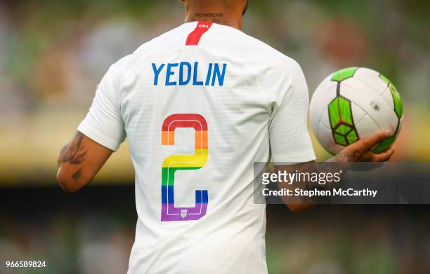 Dublin , Ireland - 2 June 2018; A detailed view of the jersey worn by DeAndre Yedlin of United States during the International Friendly match between...