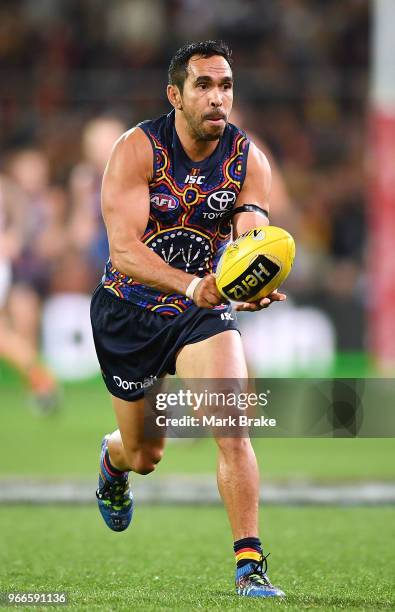 Eddie Betts of the Adelaide Crows during the round 11 AFL match between the Adelaide Crows and the Greater Western Sydney Giants at Adelaide Oval on...