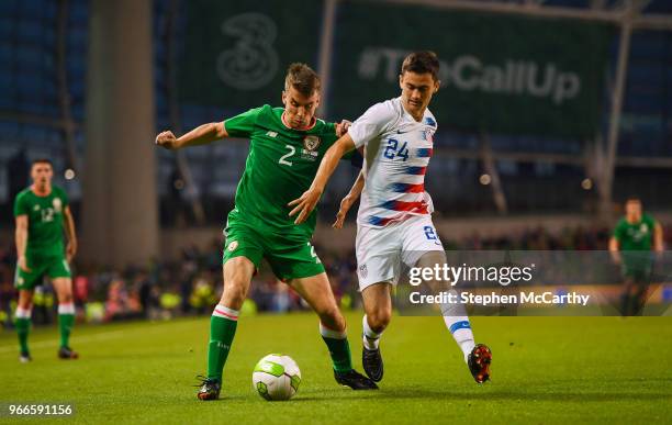 Dublin , Ireland - 2 June 2018; Seamus Coleman of Republic of Ireland and Luca de la Torre of United States during the International Friendly match...