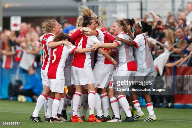 Lois Oudemast of Ajax Women, Inessa Kaagman of Ajax Women, Davina Philtjens of Ajax Women, Nicky van den Abbeele of Ajax Women, Lucienne Reichardt of...