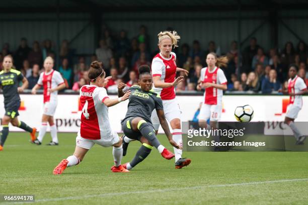 Merel van Dongen of Ajax Women, Vanessa Susanna of PSV Women scores her goal to make it 2-1 ,Kelly Zeeman of Ajax Women during the Dutch KNVB Beker...