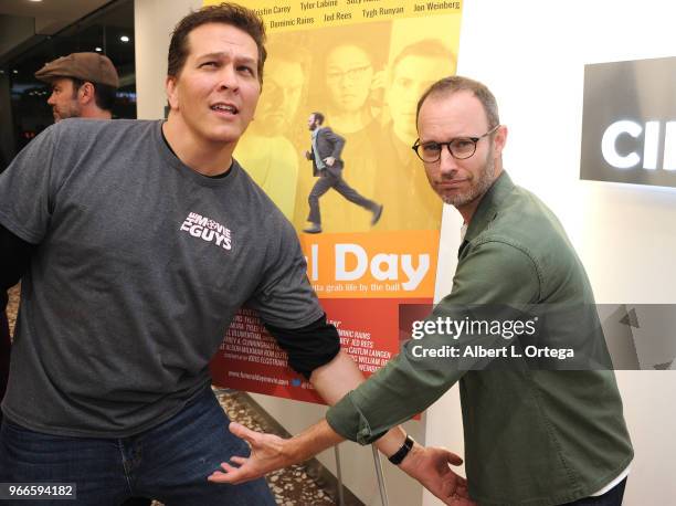 Moderator Paul Preston of The Movie Guys and director/actor Jon Weinberg attend the Screening Of "Funeral Day"held at Arena Cinelounge on June 2,...