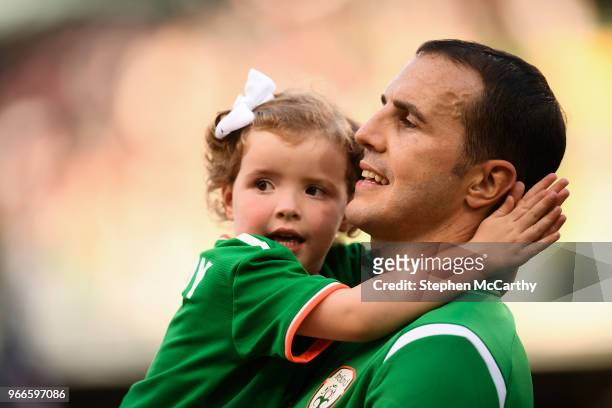 Dublin , Ireland - 2 June 2018; John O'Shea of Republic of Ireland and daughter Ruby prior to the International Friendly match between Republic of...