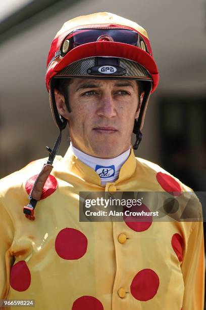 Christophe Soumillon poses during the Prix du Jockey Club meeting at Hippodrome de Chantilly on June 3, 2018 in Chantilly, France.