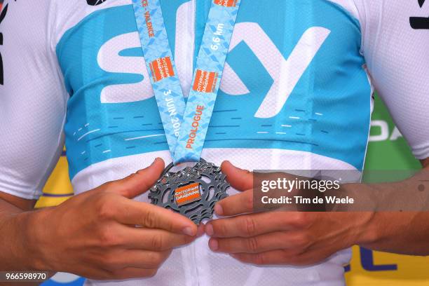 Podium / Michal Kwiatkowski of Poland and Team Sky / Celebration / Trophy / Illustration / during the 70th Criterium du Dauphine 2018, Prologue a...