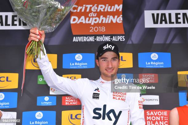 Podium / Gianni Moscon of Italy and Team Sky White Best Young Rider Jersey / Celebration / during the 70th Criterium du Dauphine 2018, Prologue a...