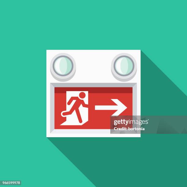 exit sign flat design emergency services icon - exit sign stock illustrations