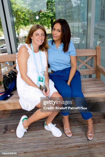 Laurence Katche and Amel Bent attend the 2018 French Open - Day Eight at Roland Garros on June 3, 2018 in Paris, France.