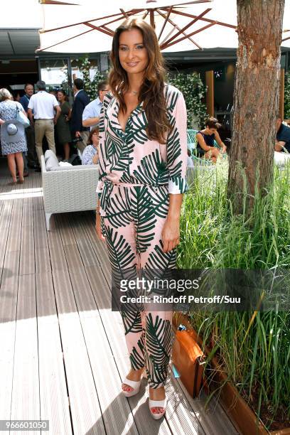Miss France 2010 Malika Menard attends the 2018 French Open - Day Eight at Roland Garros on June 3, 2018 in Paris, France.