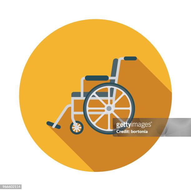 stockillustraties, clipart, cartoons en iconen met rolstoel platte ontwerp hulpdiensten pictogram - disabled access