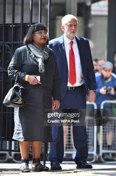 Labour leader Jeremy Corbyn and shadow home secretary Diane Abbott at Southwark Cathedral to attend the first anniversary of the London Bridge terror...