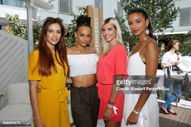 Miss France 2013 Marine Lorphelin, Miss France 2017 Alicia Aylies, Miss France 2006 Alexandra Rosenfeld and Miss France 2014 Flora Coquerel attend...