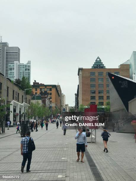 View of Place des Arts Montreal, Quebec, Canada, on May 28, 2018.