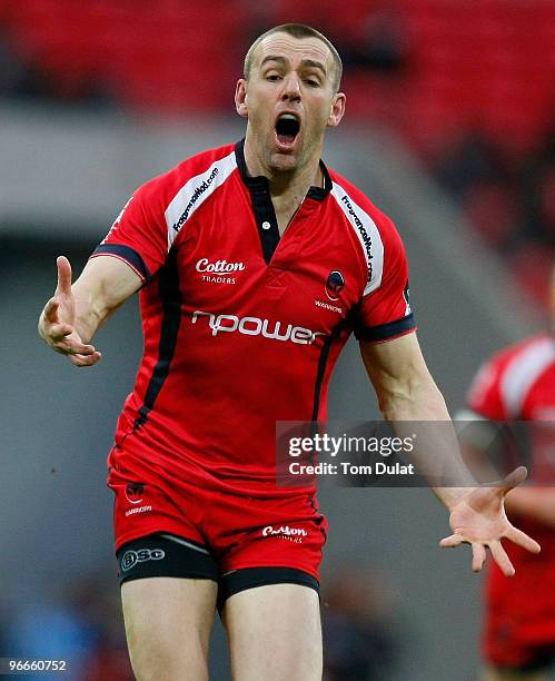 Chris Latham of Worcester Warriors during the Guinness Premiership match between Saracens and Worcester Warriors at Wembley Stadium on February 13,...