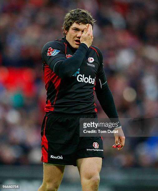 Alex Goode of Saracens looks on during the Guinness Premiership match between Saracens and Worcester Warriors at Wembley Stadium on February 13, 2010...