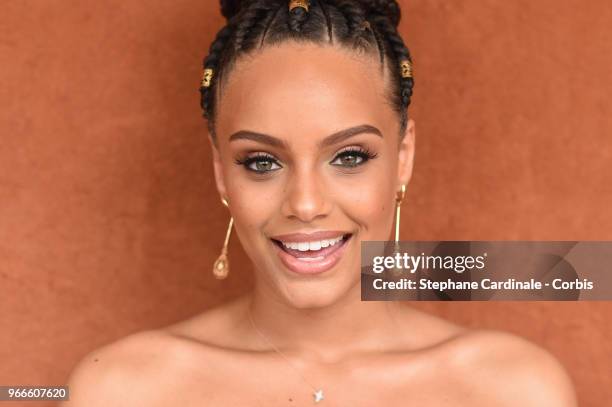 Miss France 2017 Alicia Aylies attends the 2018 French Open - Day Eight at Roland Garros on June 3, 2018 in Paris, France.