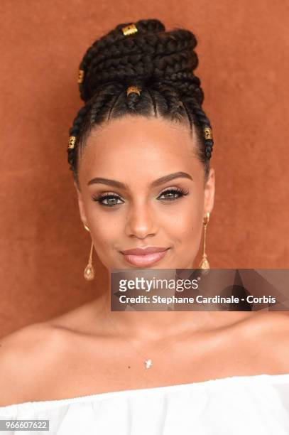 Miss France 2017 Alicia Aylies attends the 2018 French Open - Day Eight at Roland Garros on June 3, 2018 in Paris, France.