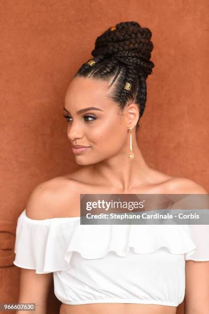 Miss France 2017 Alicia Aylies attends the 2018 French Open - Day Eight at Roland Garros on June 3, 2018 in Paris, France.